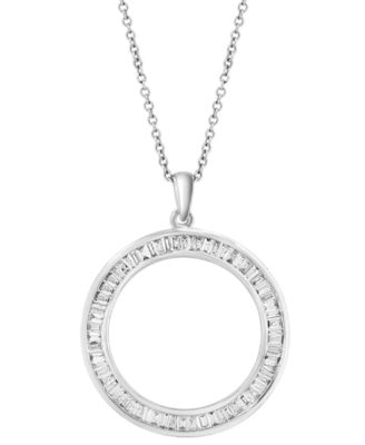 EFFY&reg; Diamond Baguette Open Circle 18" Pendant Necklace (1-1/20 ct. t.w.) in 14k White Gold