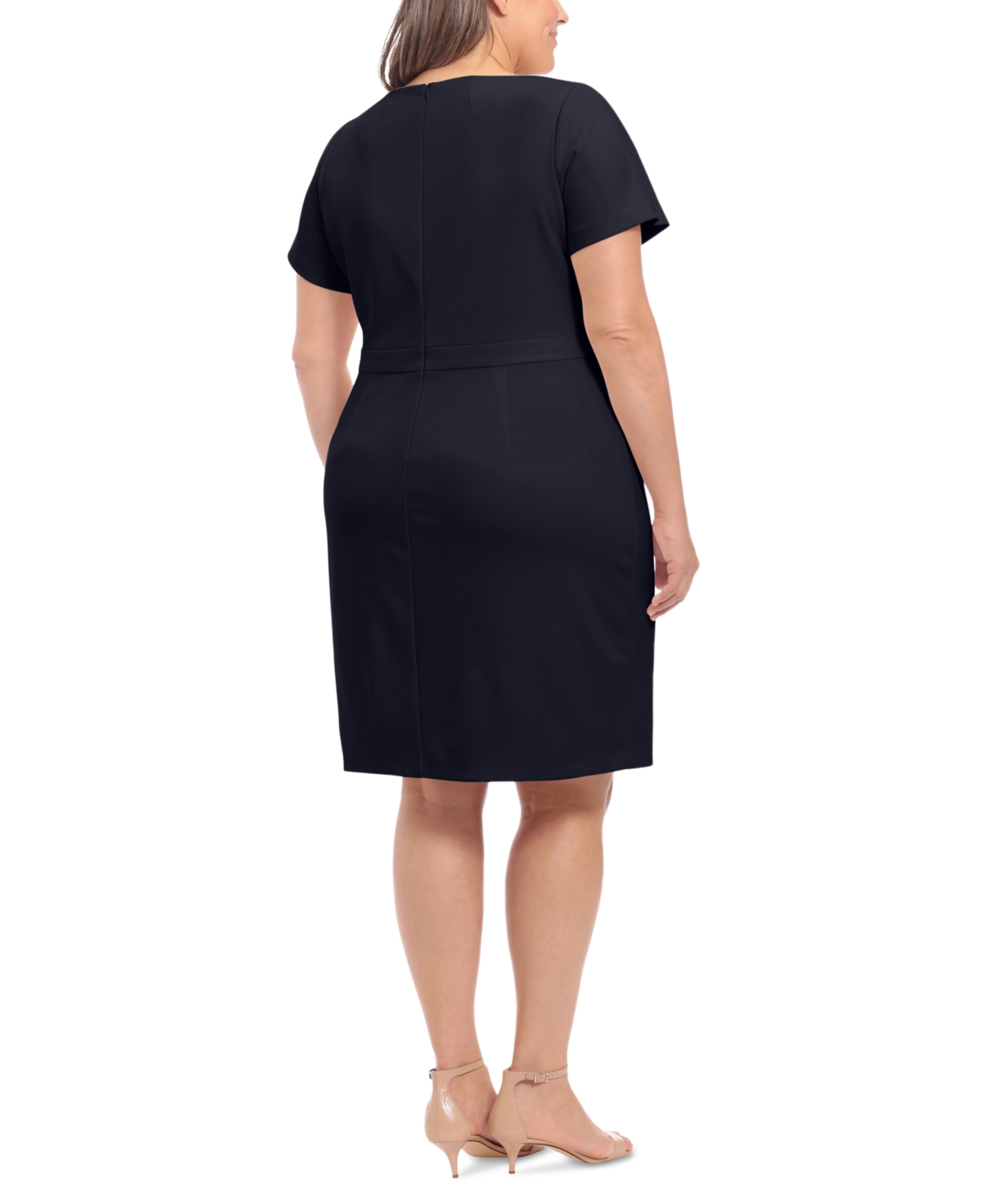 London Times Plus Size Bow-Neck Sheath Dress