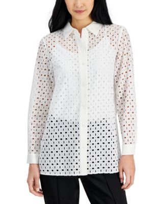 Anne Klein - Women's Eyelet Shirt