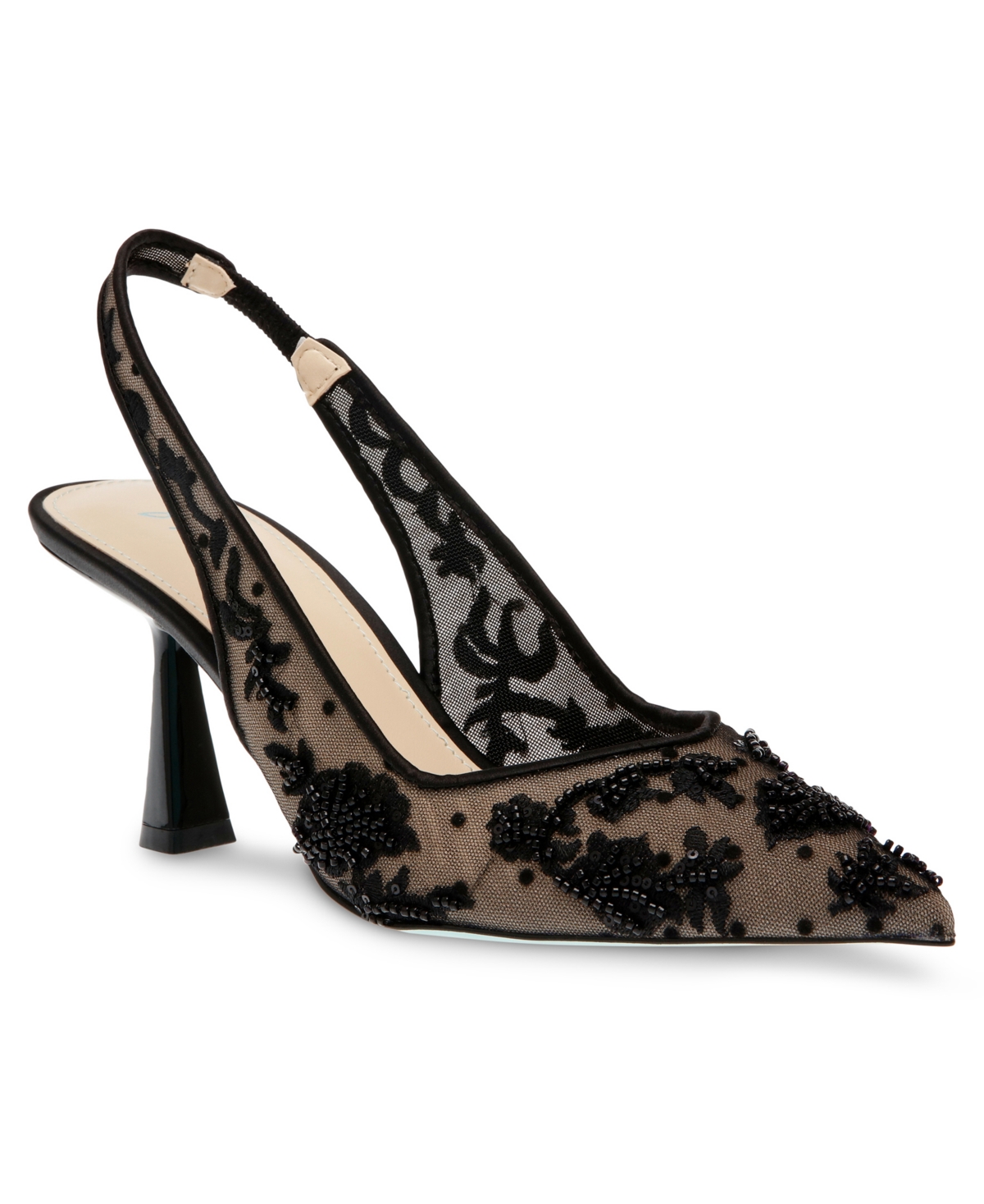 Betsey Johnson Women's Nikki Embroidered Slingback Evening Pumps In Black