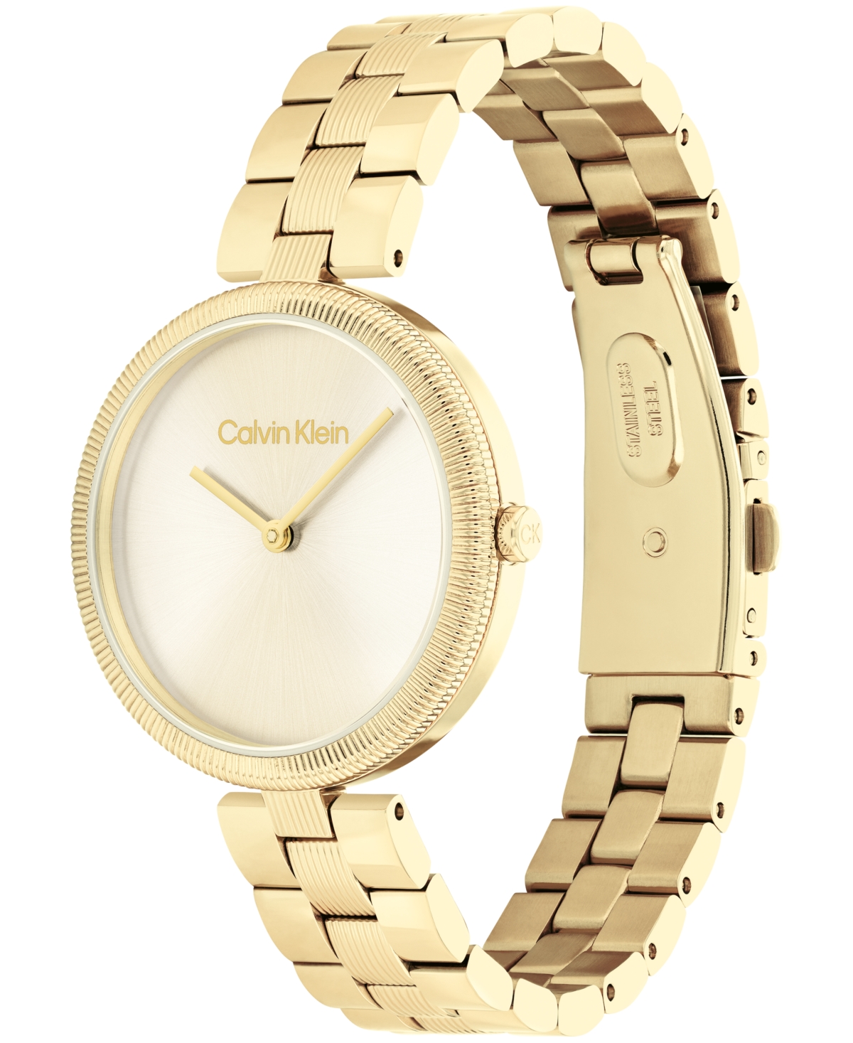 Shop Calvin Klein Women's Gleam Gold-tone Stainless Steel Bracelet Watch 32mm