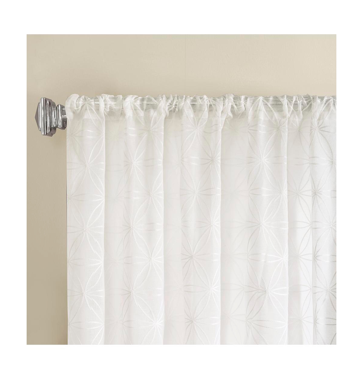 Gemma Sheer Embroidered Window Curtain, inches long Single Panel Curtain, Width 50 curtains sheer for Bedroom and Living Room, Easy To Hang