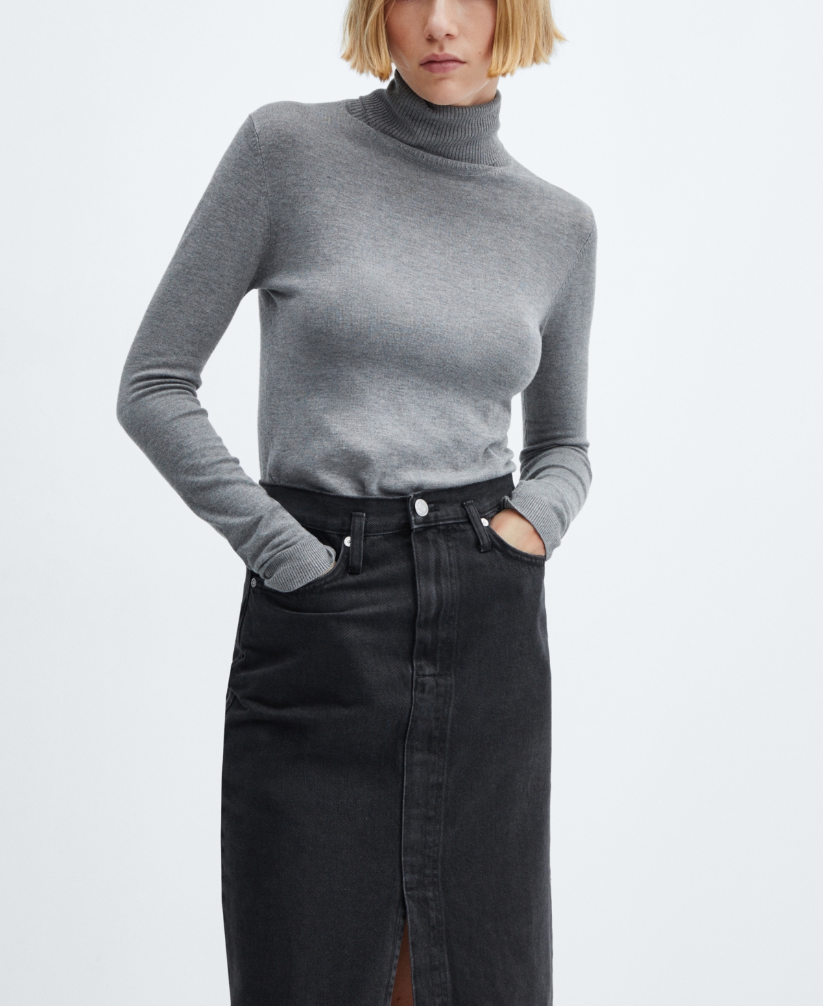 Mango Women's Denim Midi-Skirt