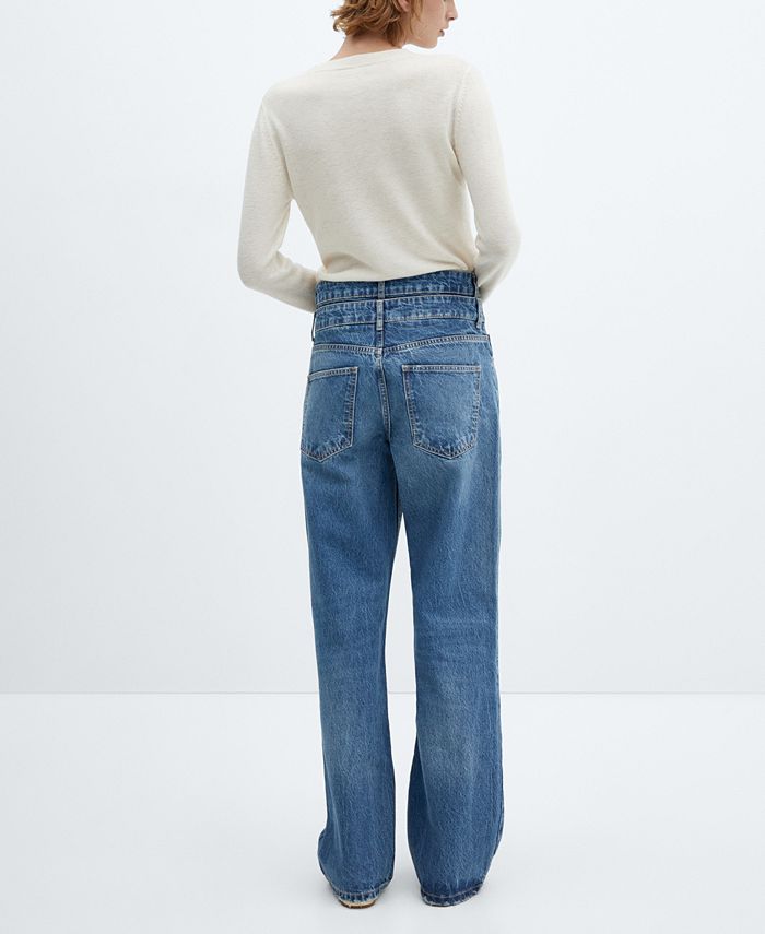 MANGO Women's Double-Waist Straight Jeans - Macy's