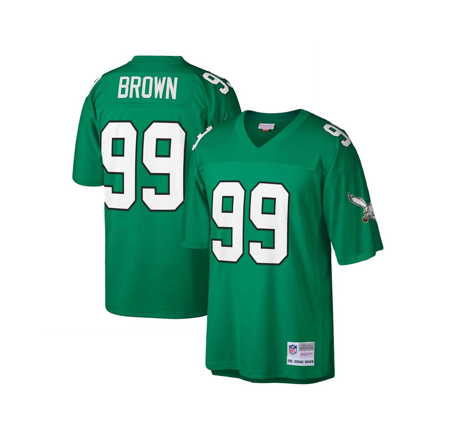 Men's Jerome Brown Kelly Green Philadelphia Eagles Big and Tall 1990 Retired Player Replica Jersey