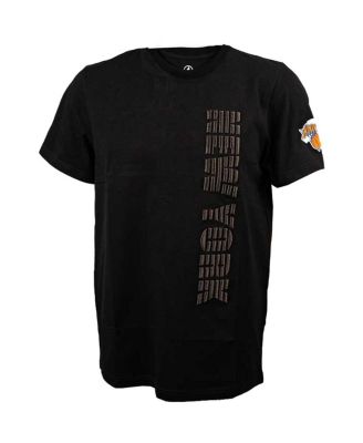 Men's Black New York Knicks 3D Puff Print Sliced Logo T-shirt