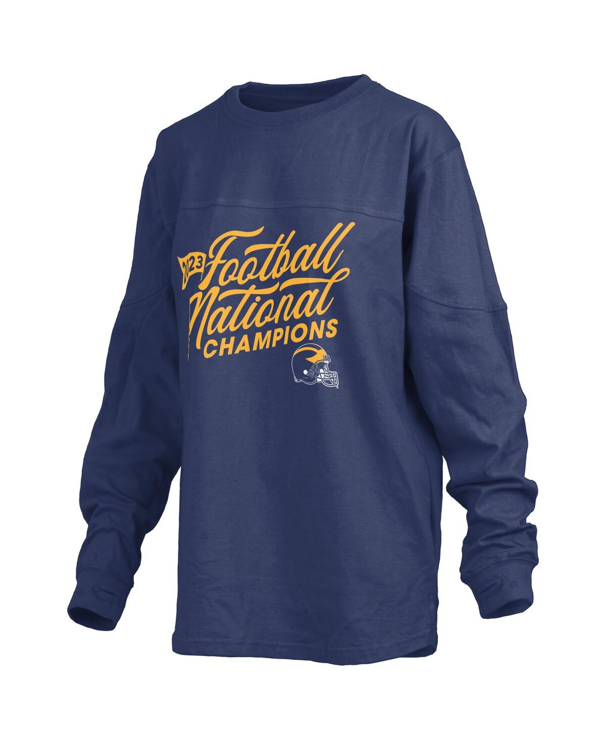Pressbox Navy Michigan Wolverines College Football Playoff 2023 National Champions The Big Shirt Ov In Navy