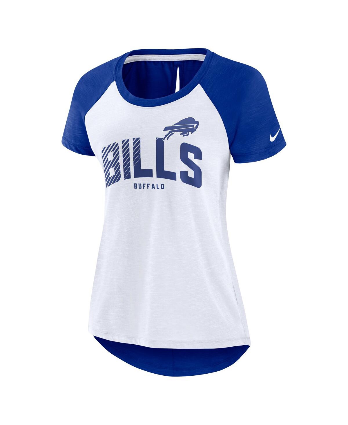 Shop Nike Women's  White, Heather Scarlet Buffalo Bills Back Slit Lightweight Fashion T-shirt In White,heather Scarlet