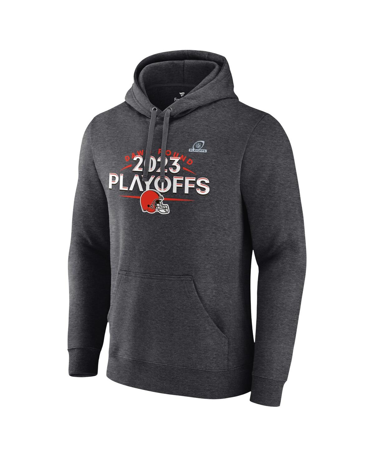 Men's FanaticsCleveland Browns 2023 Nfl Playoffs Fleece Pullover Hoodie - Heather Charcoal