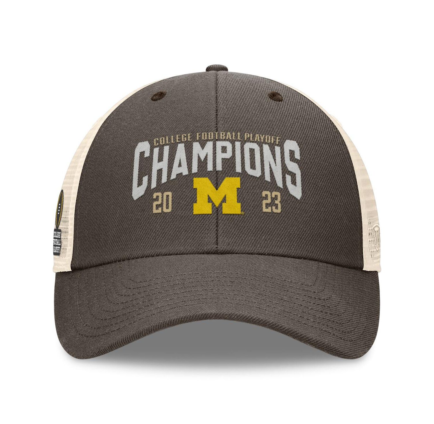 Men's Heather Gray Michigan Wolverines College Football Playoff 2023 National Champions Unstructured Trucker Adjustable Hat