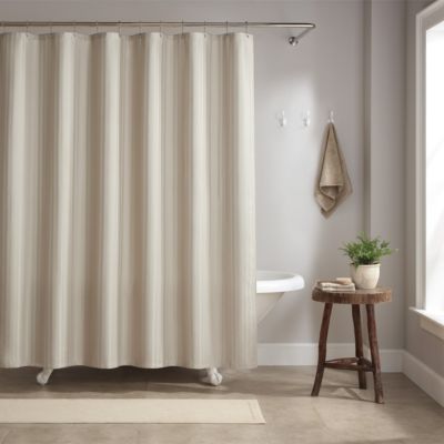 Host & Home Damask Shower Curtain Set, 72x72 Inch Polyester Curtain with Weighted Hem, Rust Proof Grommets & 12 Metal Rings