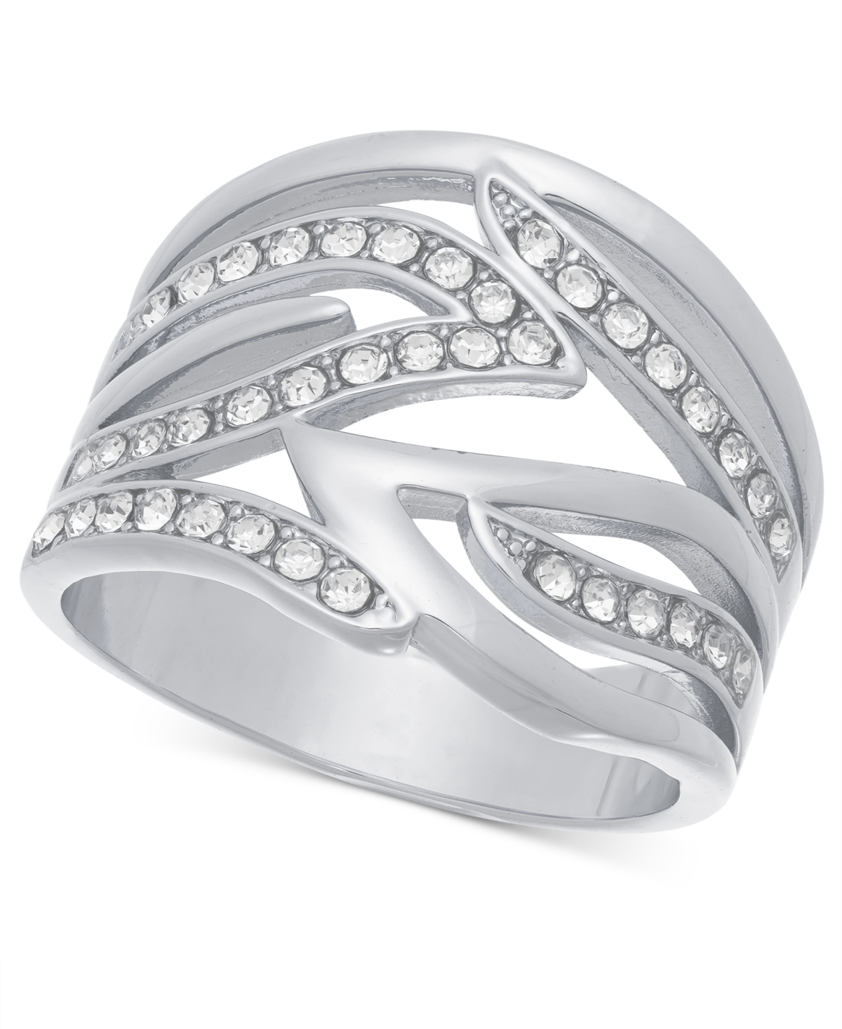 Silver-Tone Pave Flame Ring, Created for Macy's - Silver