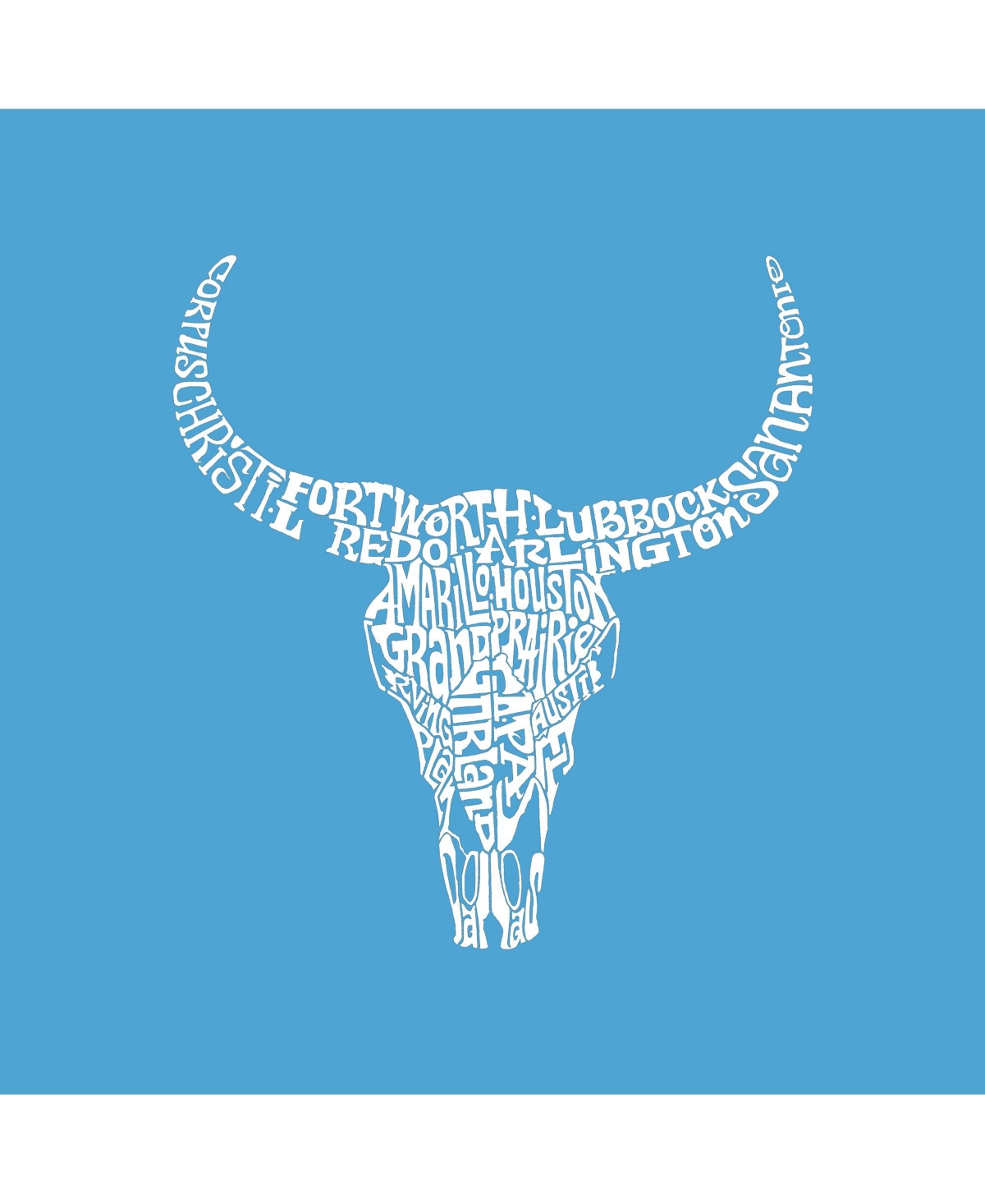Girl's Word Art T-shirt - Texas Skull