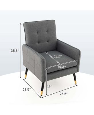 Linen Fabric Accent Chair Modern Single Sofa Chair with Solid Metal Legs