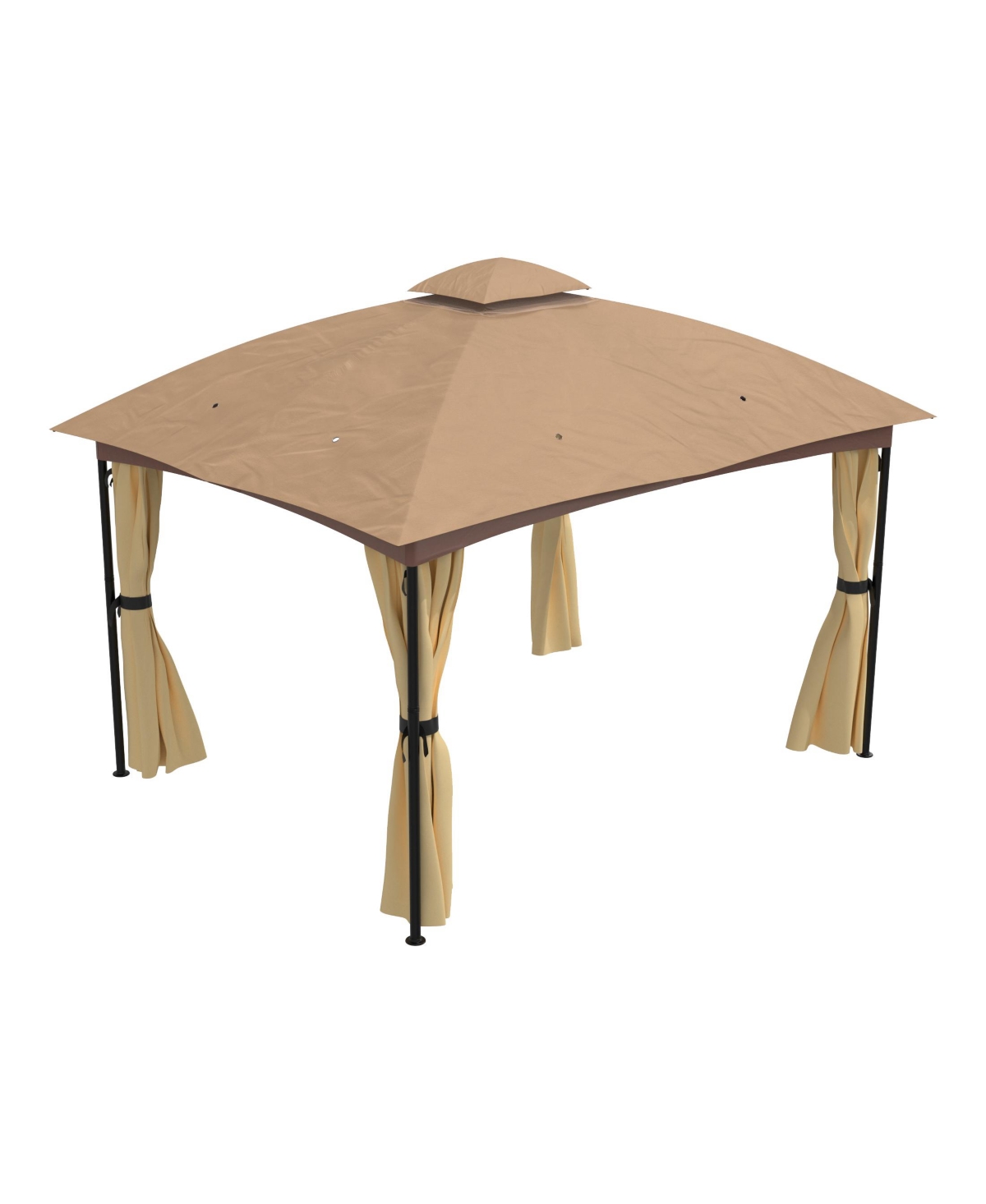 10 x 12" ft Soft Top Outdoor Patio Gazebo Tent Canopy with Included Curtains Ventilated Double Roof, Beige - Beige
