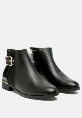 Womens Frothy Buckled Ankle Boots With Croc Detail