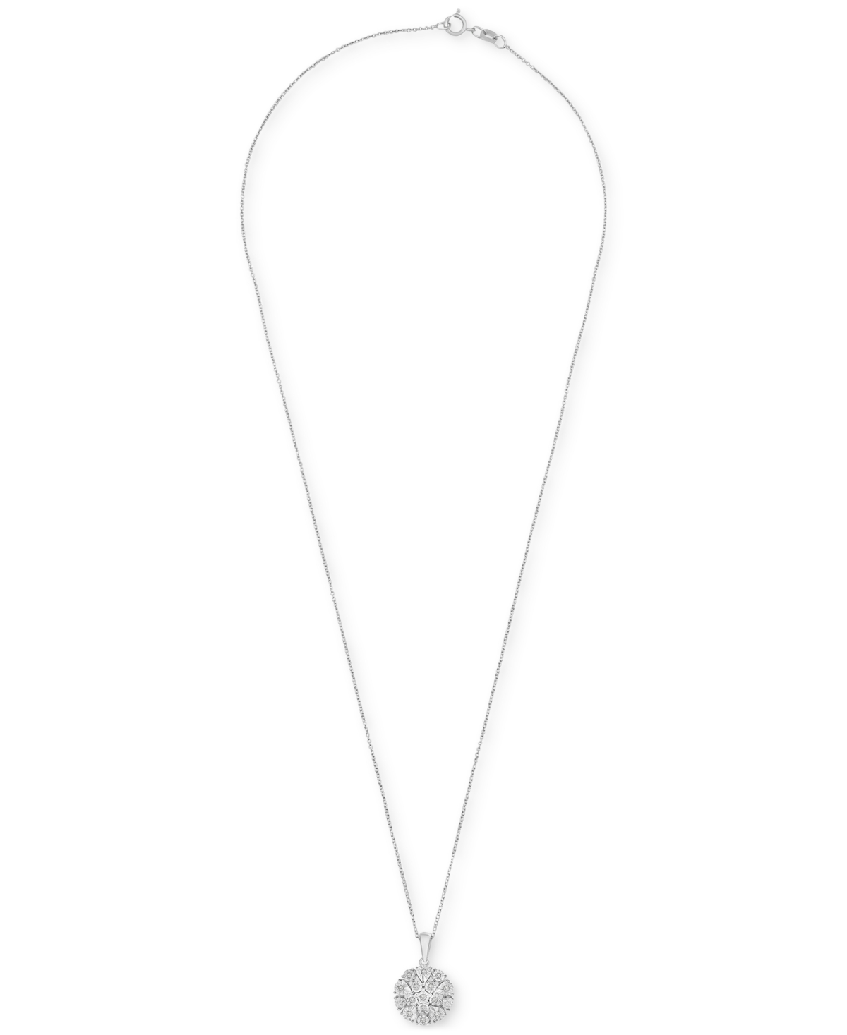 Macy's Diamond Flower Burst Cluster 18" Pendant Necklace (1/10 Ct. T.w.) In Sterling Silver, Created For Ma In Sterling Silver