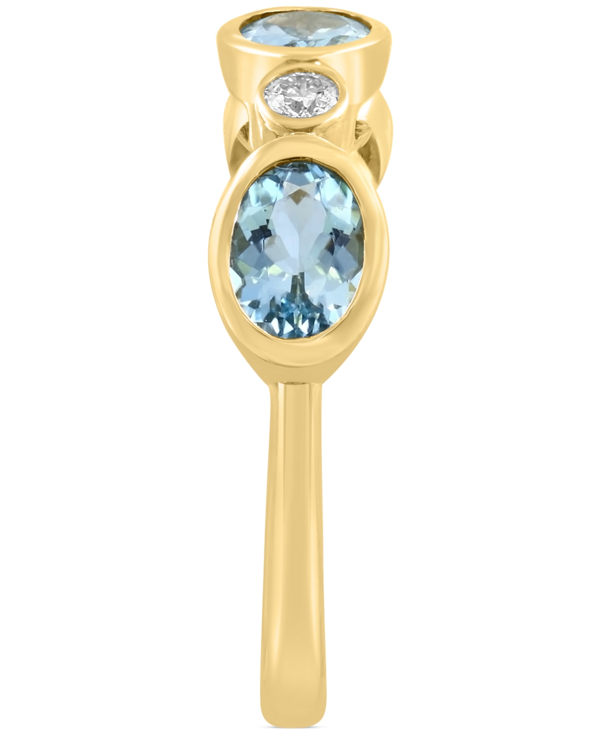 Effy Aquamarine (1-1/6 ct. t.w.) & Diamond (1/10 ct. t.w.) Bezel Ring in 14k Gold