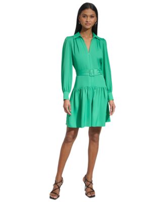 KARL LAGERFELD PARIS Women's Belted Shirtdress - Macy's