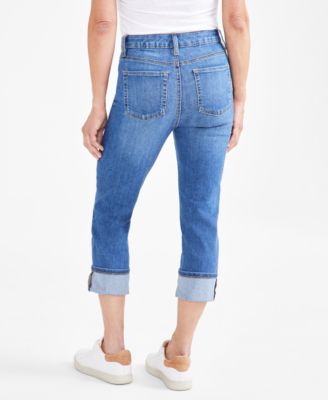 Petite High-Rise High-Cuff Capri Jeans