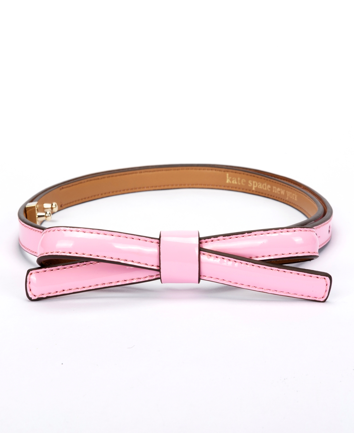 Women's 12mm Patent Shoestring Bow Belt - Strawberry Shake