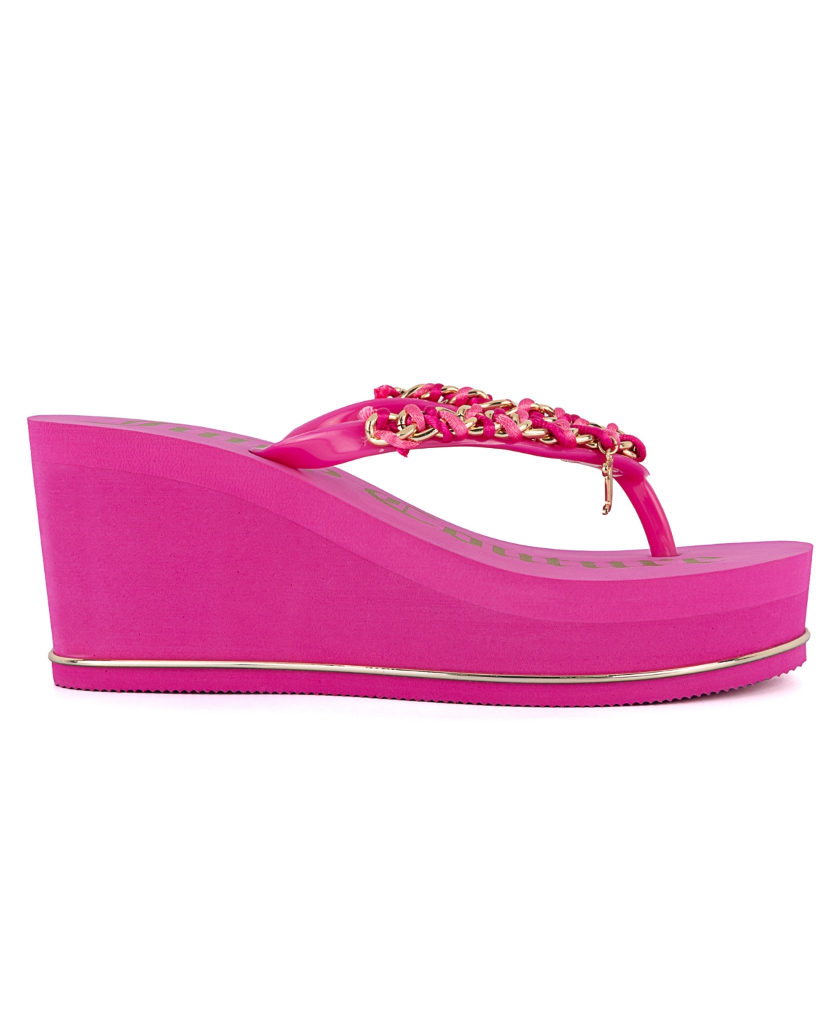 Juicy Couture Women's Ullie Chain Detail Thong Platform Wedge Sandals
