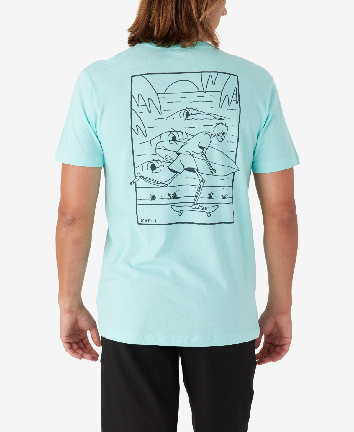 Men's Skate Bones Cotton T-shirt - Turquoise