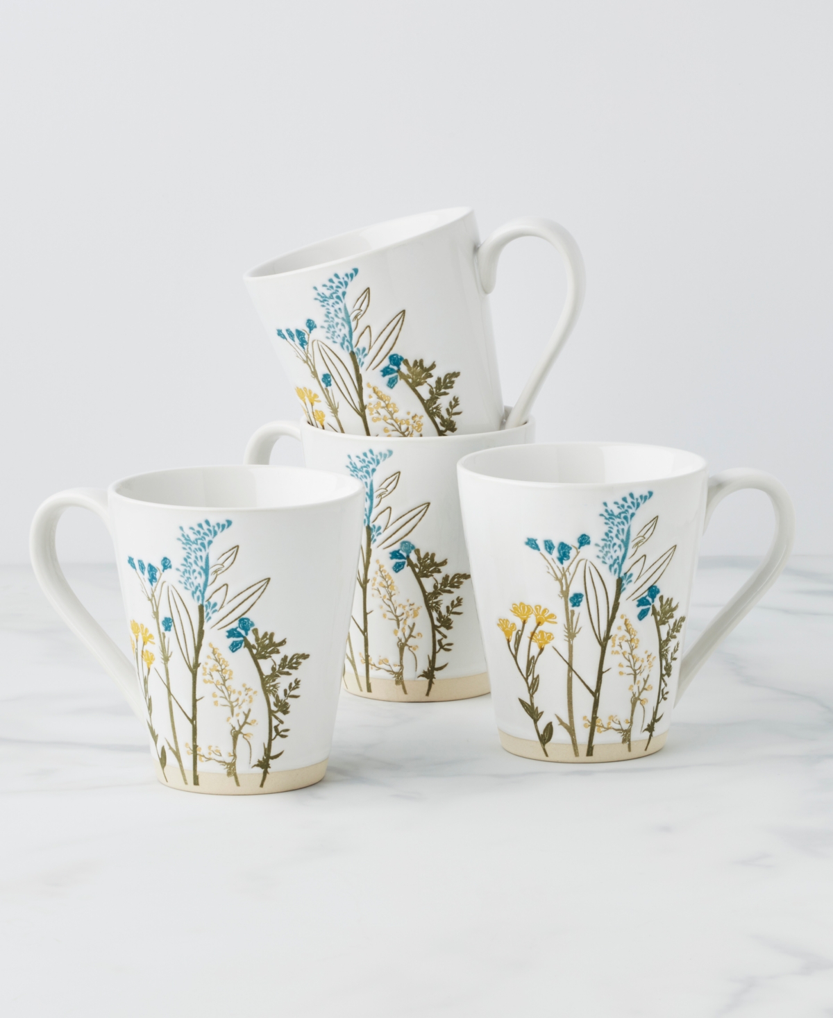 Lenox Wildflowers Mugs, Set Of 4 In White