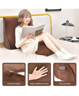 Bed Wedge Pillow with Tablet Pillow Stand and Side Pockets