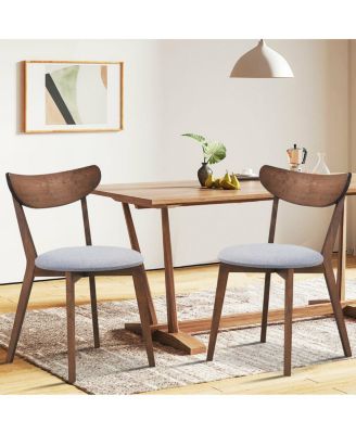 Set of 2 Dining Chairs Upholstered Curved Back Side
