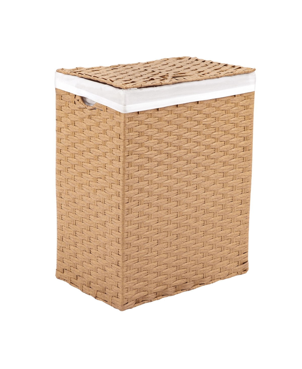Foldable Rectangular Laundry Hamper with Lid & Canvas Liner - Mocha Brown