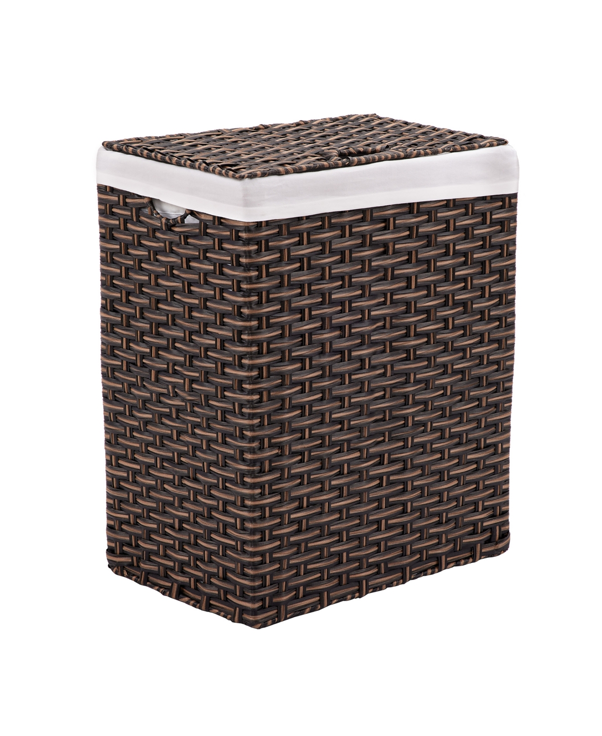Foldable Rectangular Laundry Hamper with Lid & Canvas Liner - Mocha Brown