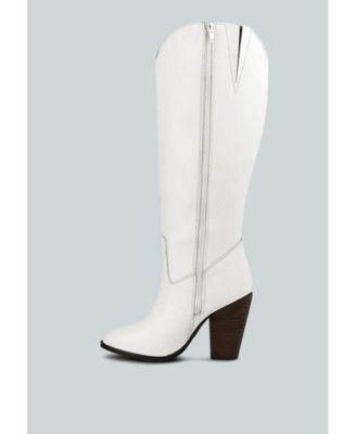 Rag and Co Womens GREAT-STORM White Leather Calf Boots