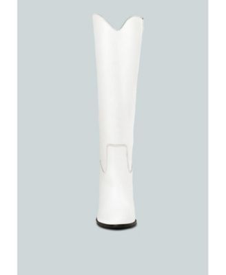 Rag and Co Womens GREAT-STORM White Leather Calf Boots