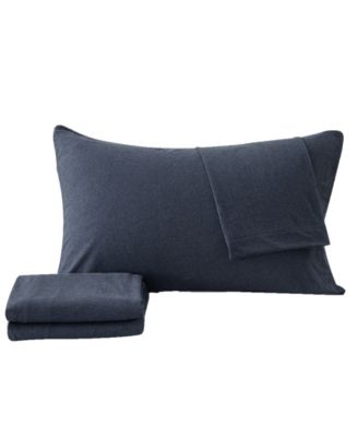 Heathered Melange T-shirt Jersey Knit Cotton Blend 4 Piece Sheet Set, Queen