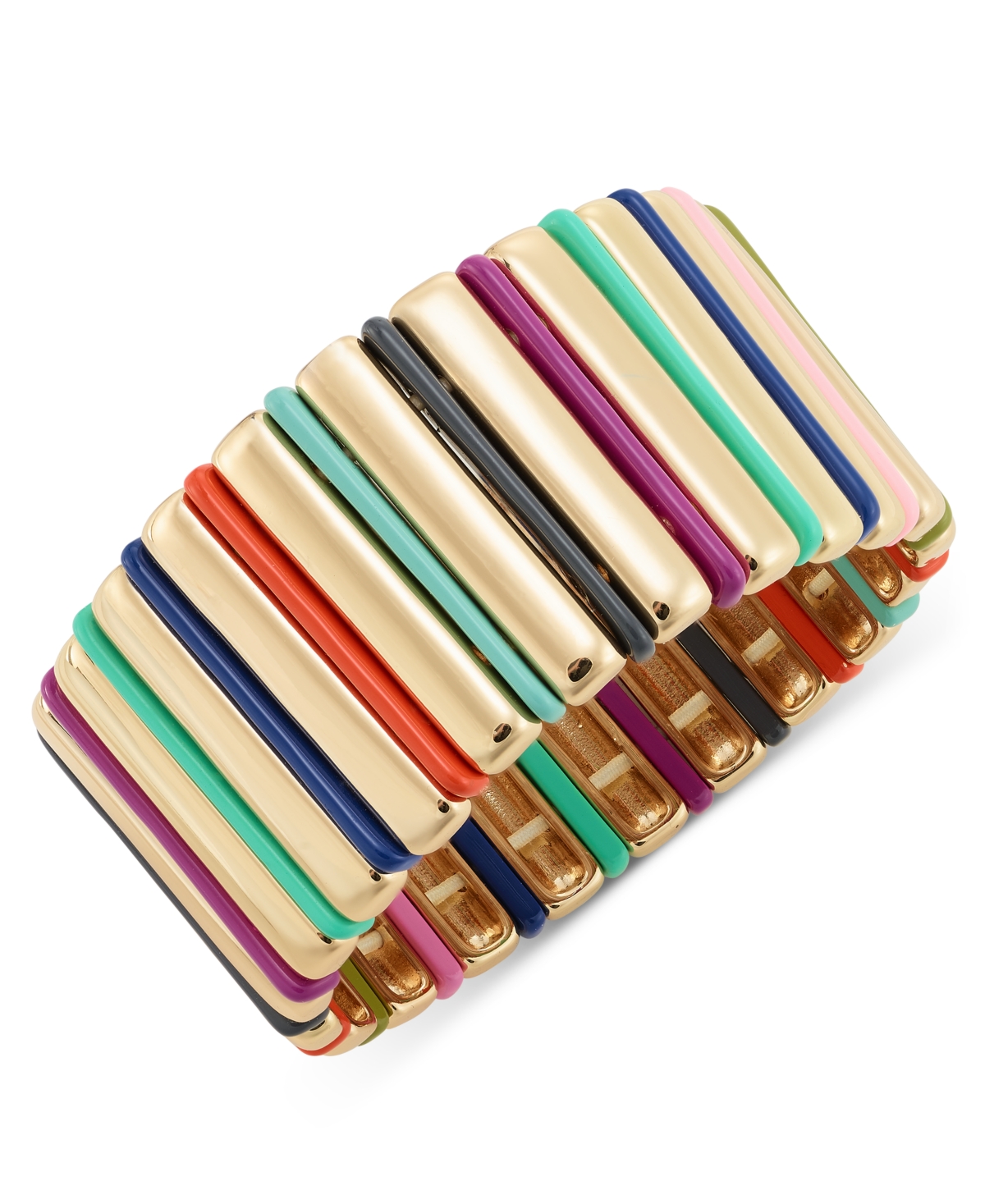 Gold-Tone Multicolor Bar Stretch Bracelet, Created for Macy's - Multi