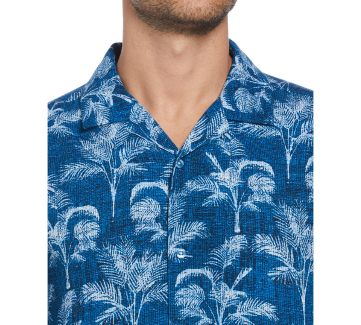 Shop Cubavera Men's Regular-fit Textured Palm Tree Short-sleeve Shirt In Mykonos Blue
