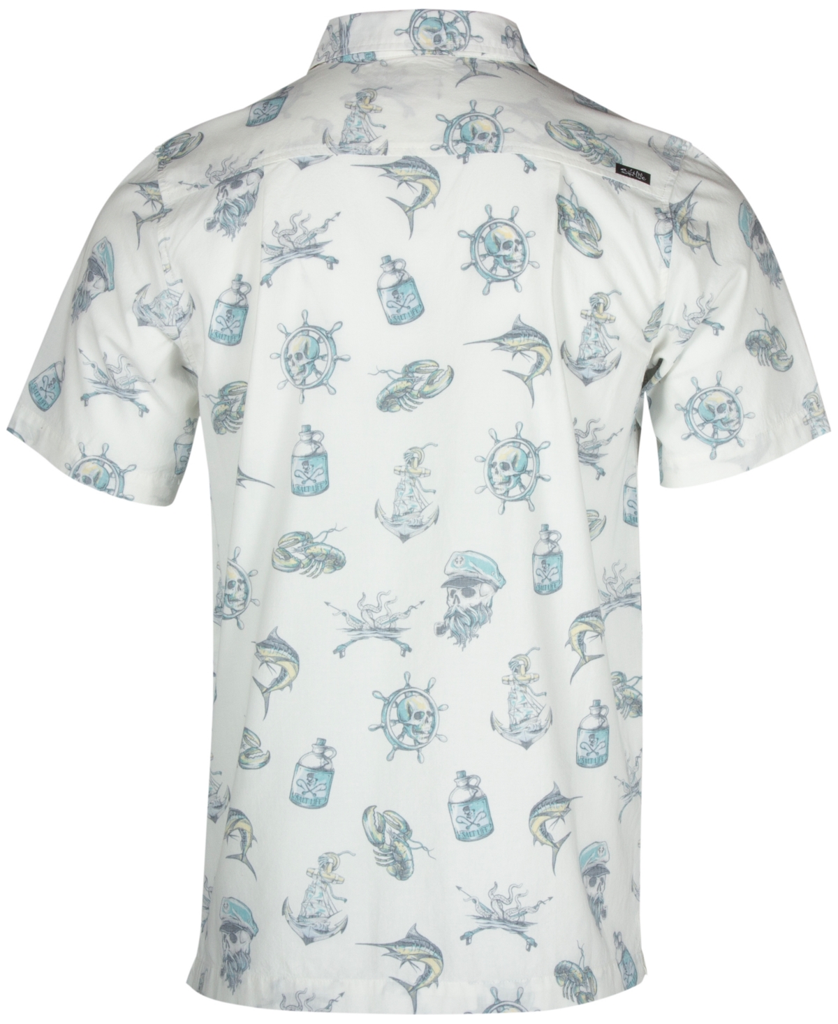 Shop Salt Life Men's Tell No Tales Graphic Print Short-sleeve Button-up Shirt In Off White