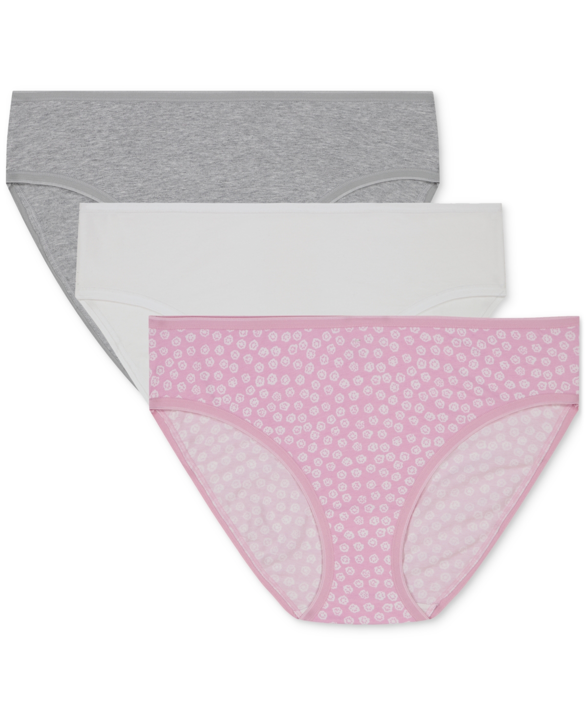 GapBody Women's 3-Pk. Hipster Underwear GPW00277 - Pink Lavender Floral/Light Heather Grey/