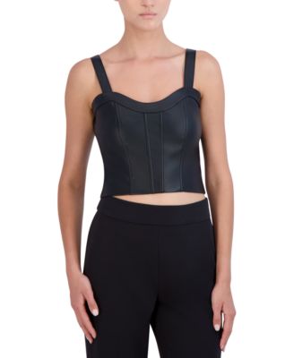 BCBG NEW YORK - Women's Faux-Leather Corset Top