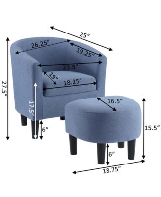 26.25" Faux Linen Churchill Accent Chair with Ottoman