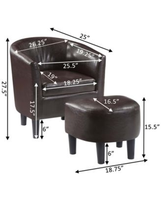 26.25" Faux Leather Churchill Accent Chair with Ottoman