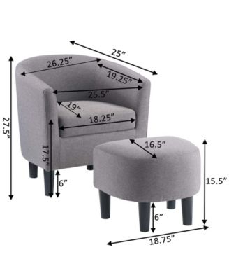 26.25" Faux Linen Churchill Accent Chair with Ottoman