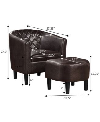 27.75" Faux Leather Roosevelt Accent Chair with Ottoman
