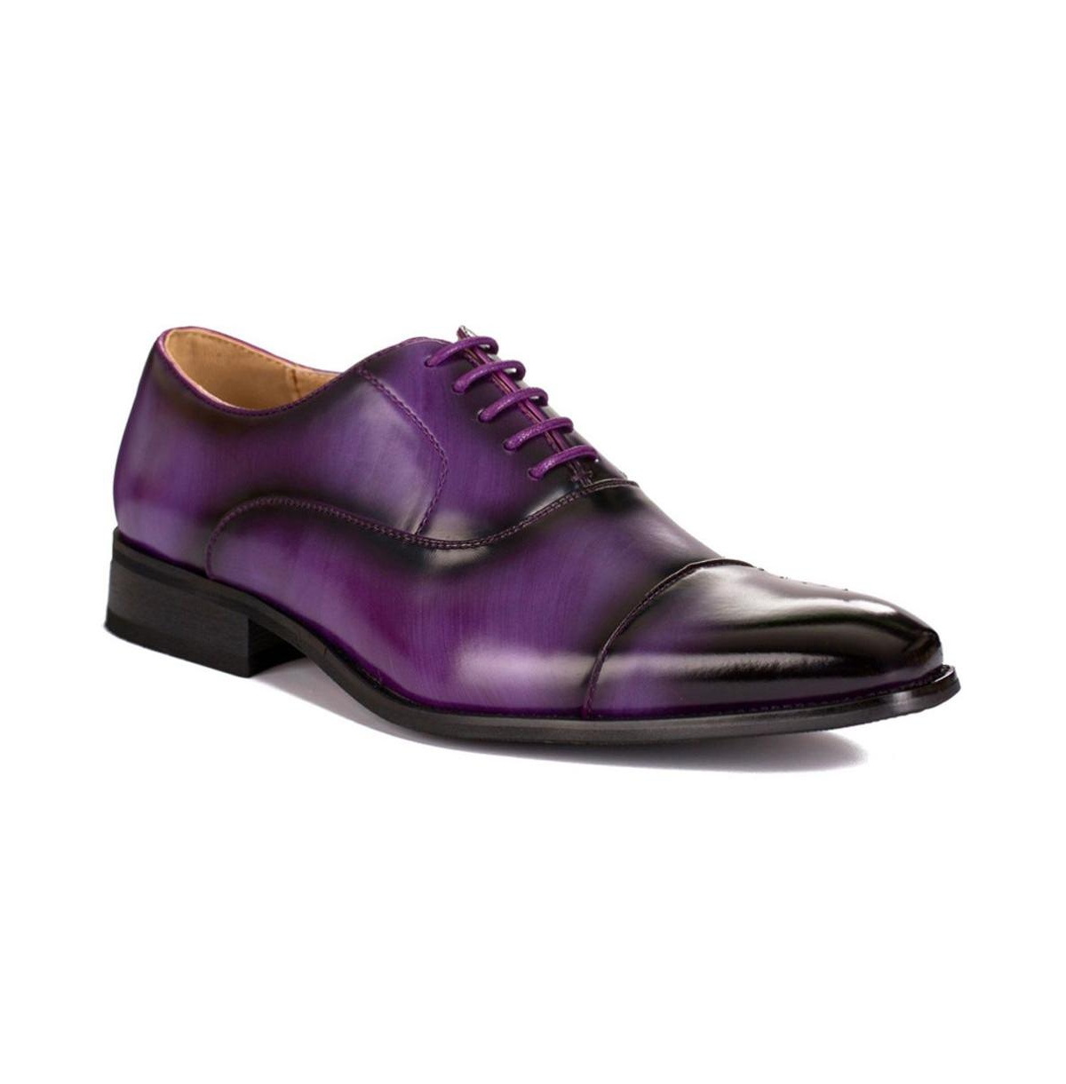 Lace-up Cap Toe Dress Oxfords Shoes - Purple