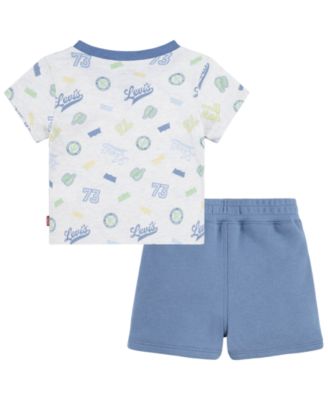 Baby Boys Badges Printed T-shirt and Shorts Set