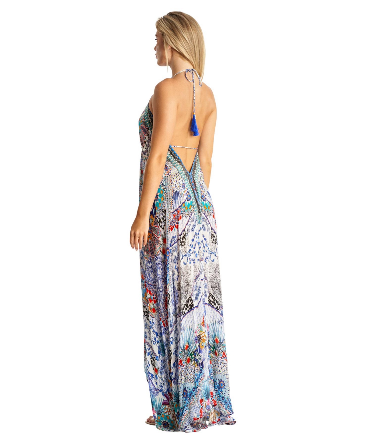 La Moda Clothing Women's Maxi halterneck dress
