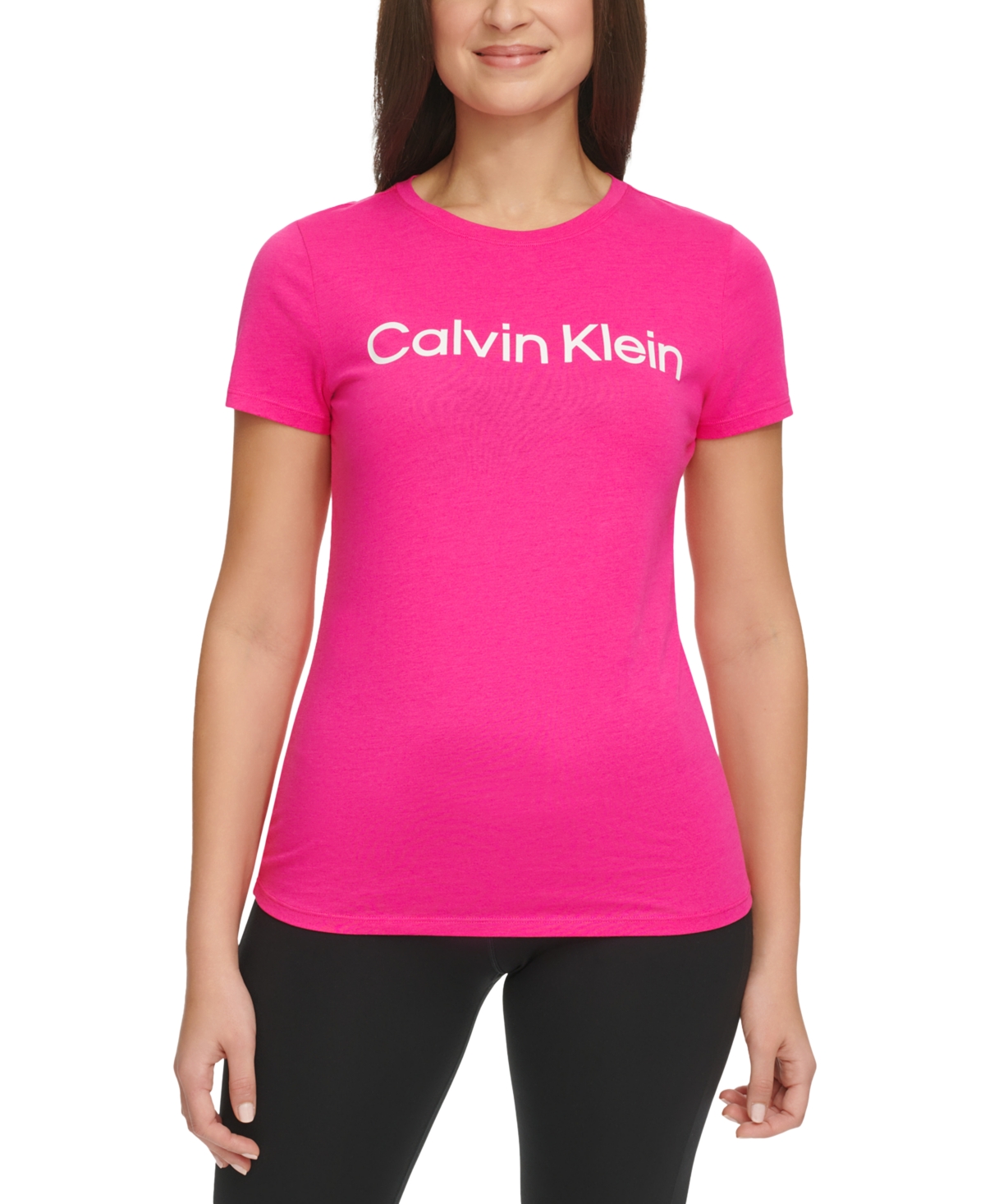 Calvin Klein Women's Logo Graphic Short-sleeve Top In Electric Pink