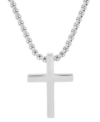 Men's Polished Cross Pendant Necklace, 24"