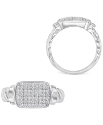 Cubic Zirconia Rectangular Cluster Twist Rope Statement Ring